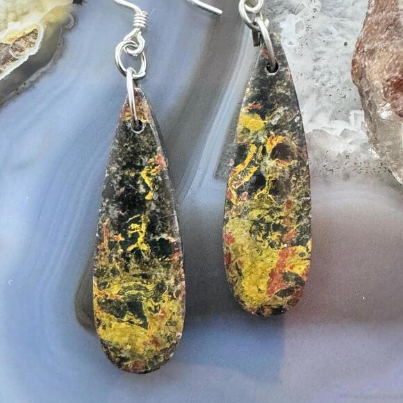 Sterling Silver Teardrop Black Mizone Slab Dangle Earrings For Women #240 - Picture 4 of 10